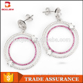Boojew vogue Vietnam style jewelry earrings 925 sterling silver cz stone round shaped earrings